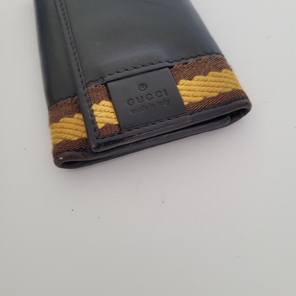 GUCCI GG Logo 6 Key Holder Wallet Case Leather Small Unisex Brown Trifold - Picture 8 of 9